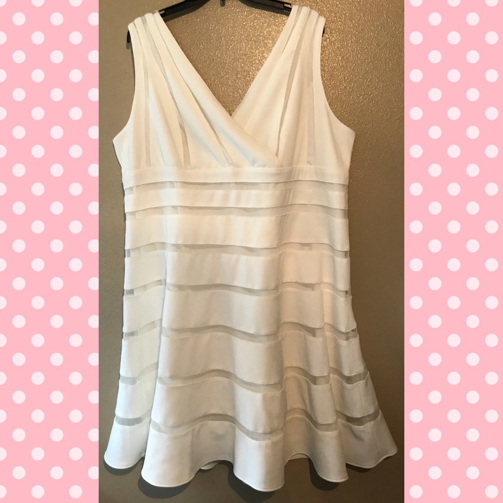 Sleeveless Illusion Striped Fit And Flare Dress